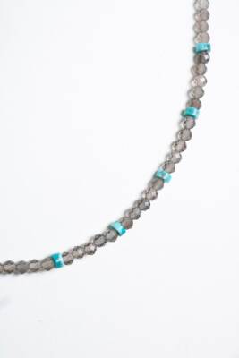 Sertifikalı Akuamarin Naturel Doğal Taş Makrome Kolye - 4