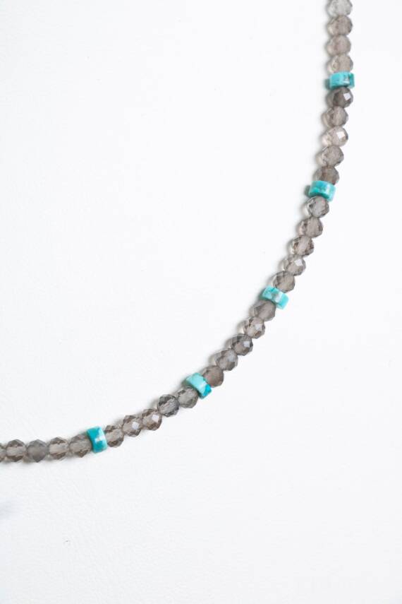 Sertifikalı Akuamarin Naturel Doğal Taş Makrome Kolye - 4