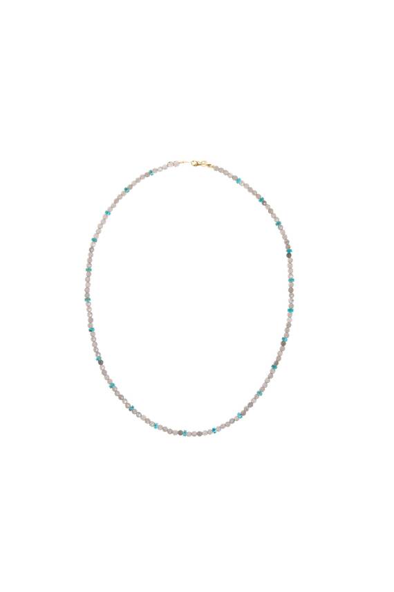 Sertifikalı Akuamarin Naturel Doğal Taş Makrome Kolye - 5