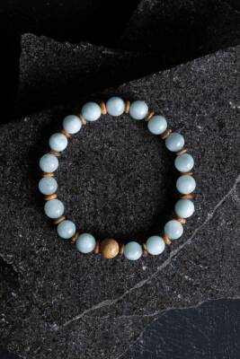 Sertifikalı Akuamarin, Odun Jasper Doğal Taş Bileklik (SK:168) - Osmanlı Doğal Taş