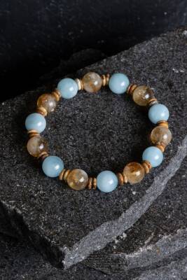 Sertifikalı Akuamarin, Sitrin ve Jasper Doğal Taş Bileklik (SK:163) - Osmanlı Doğal Taş