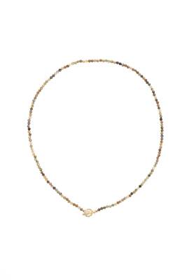 Sertifikalı Akuamarin, Turuncu Aventurin Gümüş Kapama Doğal Taş Kolye - Osmanlı Doğaltaş