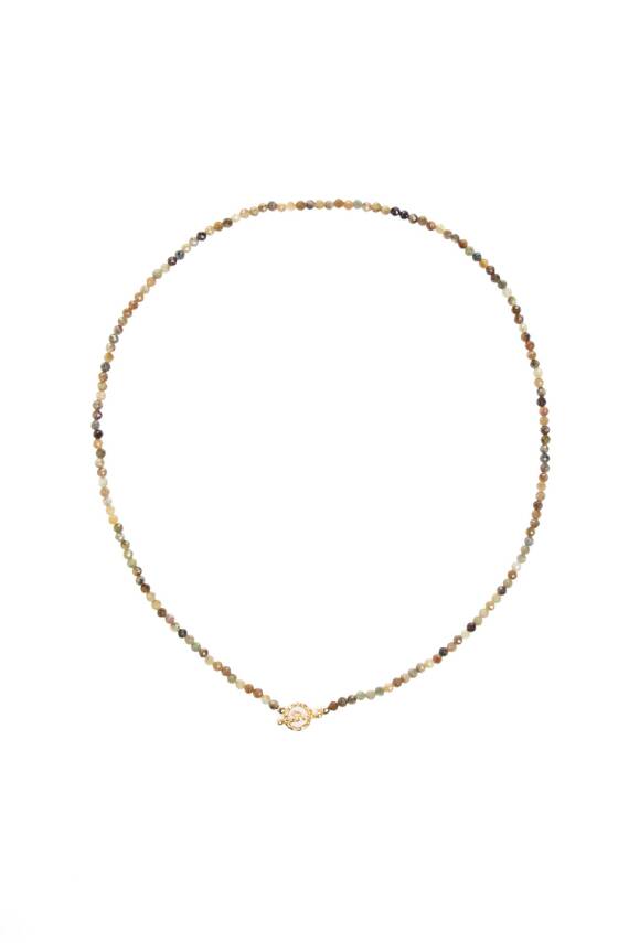 Sertifikalı Akuamarin, Turuncu Aventurin Gümüş Kapama Doğal Taş Kolye - 1