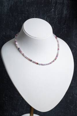 Sertifikalı Akuamarin, Turuncu Aventurin Gümüş Kapama Doğal Taş Kolye - 5