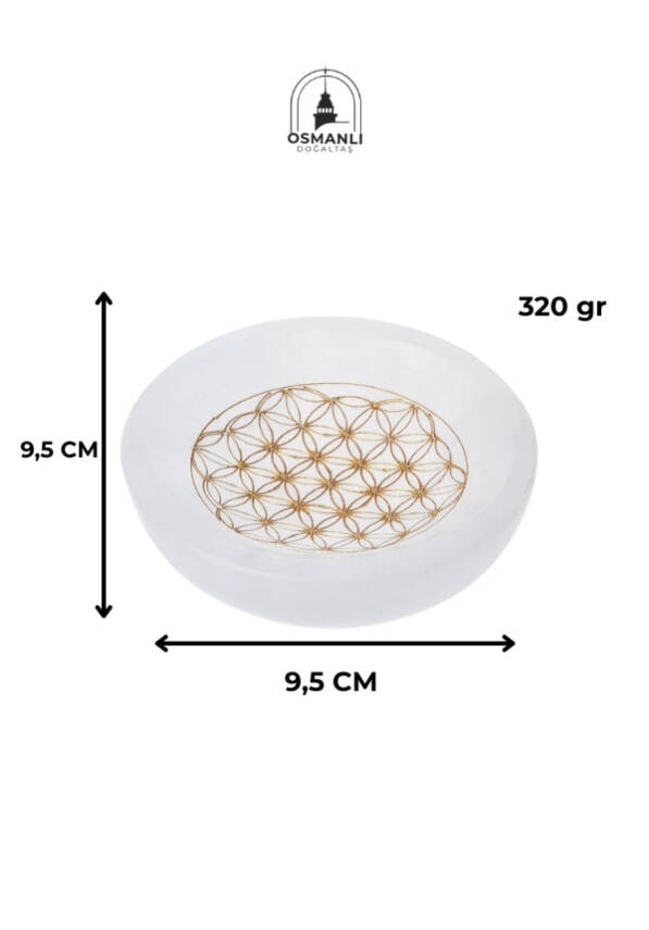 Sertifikalı Altın Renkli Motifli Selenit Tabak - 5