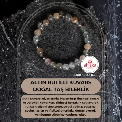 Sertifikalı Altın Rutilli Kuvars Doğal Taş Bileklik (SK169) - Doğal Taş (1)