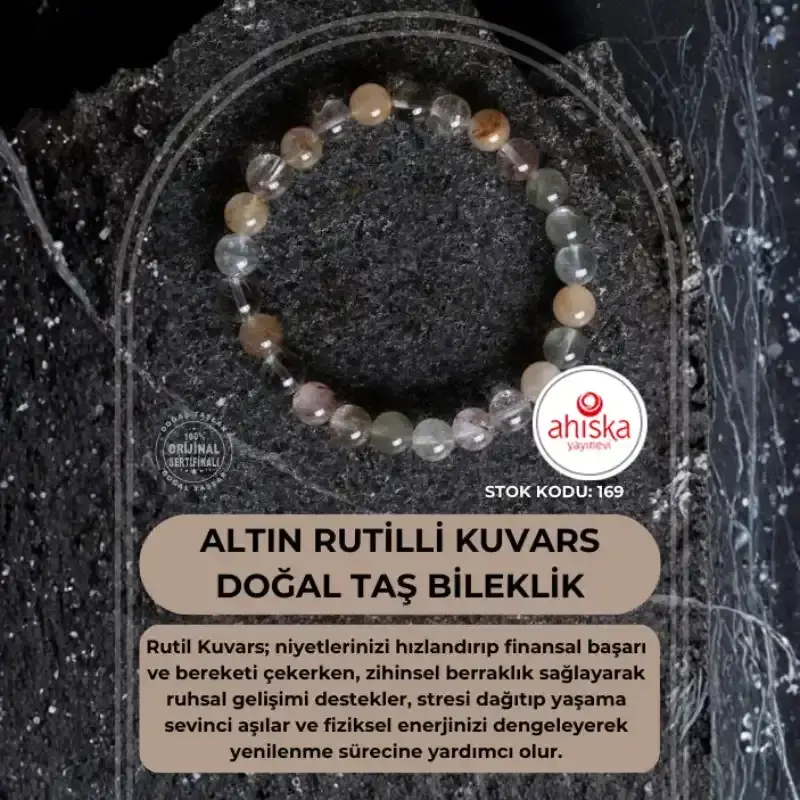 Sertifikalı Altın Rutilli Kuvars Doğal Taş Bileklik (SK169) - 2