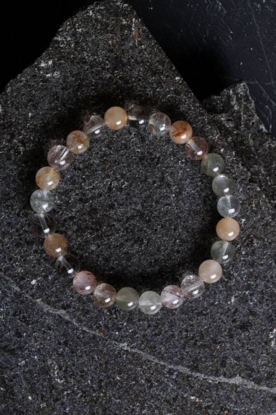 Sertifikalı Altın Rutilli Kuvars Doğal Taş Bileklik (SK:169) - 1