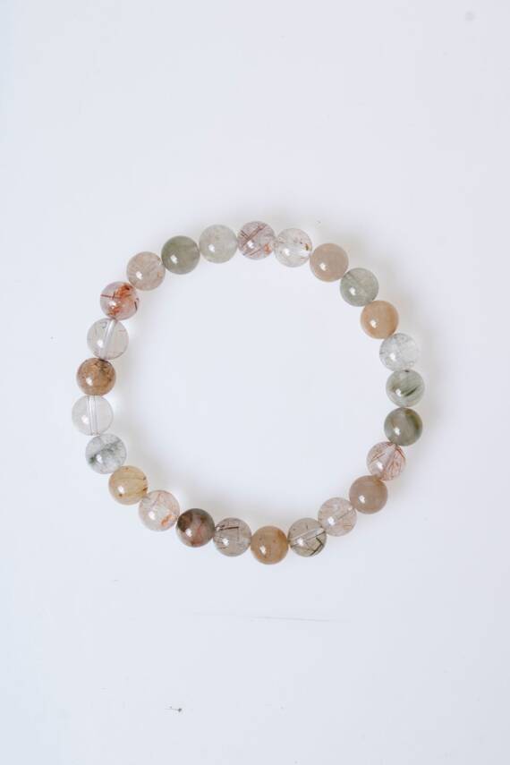 Sertifikalı Altın Rutilli Kuvars Doğal Taş Bileklik (SK:169) - 6