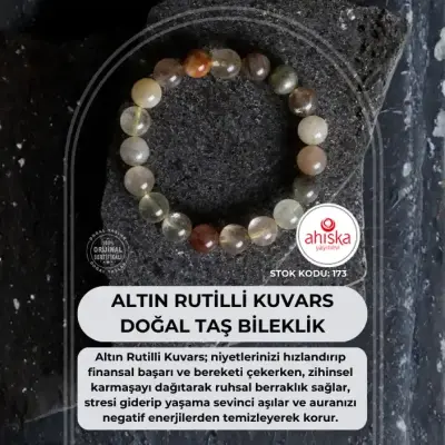Sertifikalı Altın Rutilli Kuvars Doğal Taş Bileklik (SK173) - Doğal Taş (1)