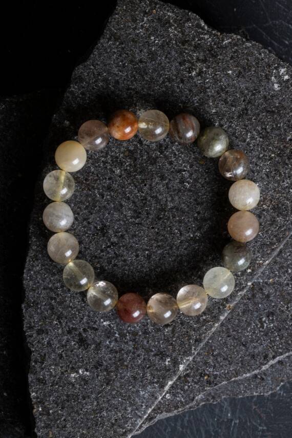 Sertifikalı Altın Rutilli Kuvars Doğal Taş Bileklik (SK:173) - 1