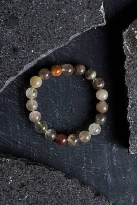 Sertifikalı Altın Rutilli Kuvars Doğal Taş Bileklik (SK:173) - 4