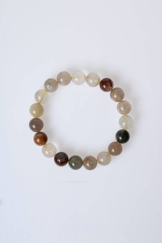 Sertifikalı Altın Rutilli Kuvars Doğal Taş Bileklik (SK:173) - 6