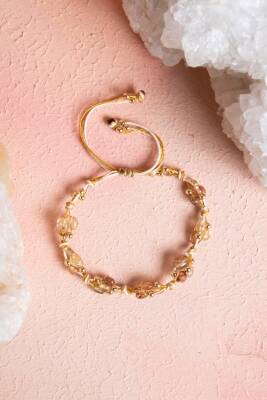 Sertifikalı Altın Rutilli Kuvars, Hematit Doğal Taş Makrome Bileklik (SK:080) - Osmanlı Doğal Taş