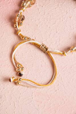 Sertifikalı Altın Rutilli Kuvars, Hematit Doğal Taş Makrome Bileklik (SK:080) - 4