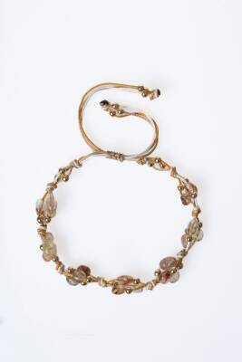 Sertifikalı Altın Rutilli Kuvars, Hematit Doğal Taş Makrome Bileklik (SK:080) - 6