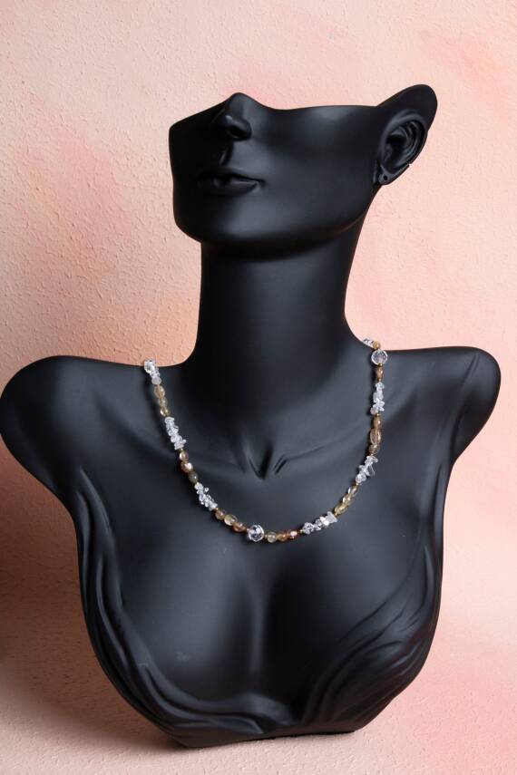 Sertifikalı Altın Rutilli Kuvars, Kuvars, Hematit Doğal Taş Kolye (SK:023) - 2