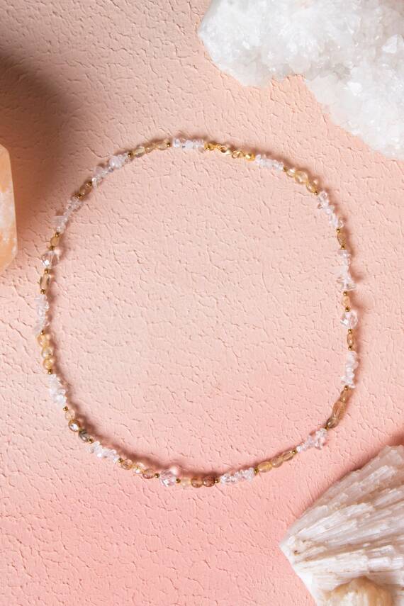 Sertifikalı Altın Rutilli Kuvars, Kuvars, Hematit Doğal Taş Kolye (SK:023) - 1