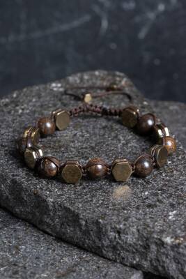 Sertifikalı Amazonit, Hematit Doğal Taş Makrome Bileklik-8mm (SK:365) - Osmanlı Doğal Taş