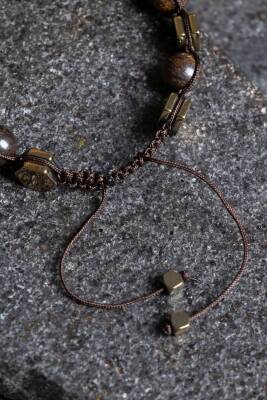 Sertifikalı Amazonit, Hematit Doğal Taş Makrome Bileklik-8mm (SK:365) - 3