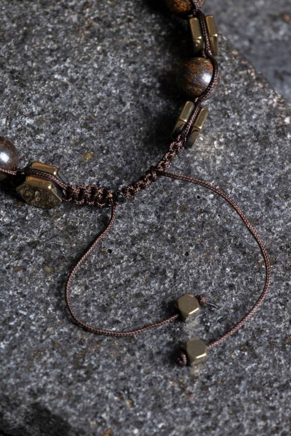 Sertifikalı Amazonit, Hematit Doğal Taş Makrome Bileklik-8mm (SK:365) - 3