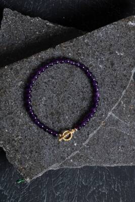 Sertifikalı Ametist Altın Kaplama Gümüş Aparat Doğal Taş Bileklik - Osmanlı Doğaltaş