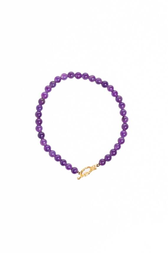 Sertifikalı Ametist Altın Kaplama Gümüş Aparat Doğal Taş Bileklik - 5