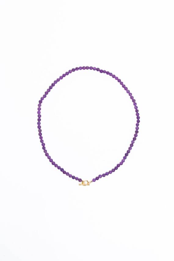 Sertifikalı Ametist Altın Kaplama Gümüş Aparat Doğal Taş Kolye - 4