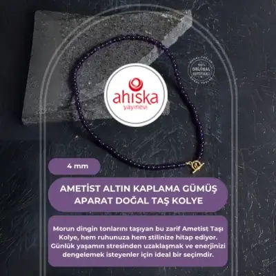 Sertifikalı Ametist Altın Kaplama Gümüş Aparat Doğal Taş Kolye - Doğal Taş (1)