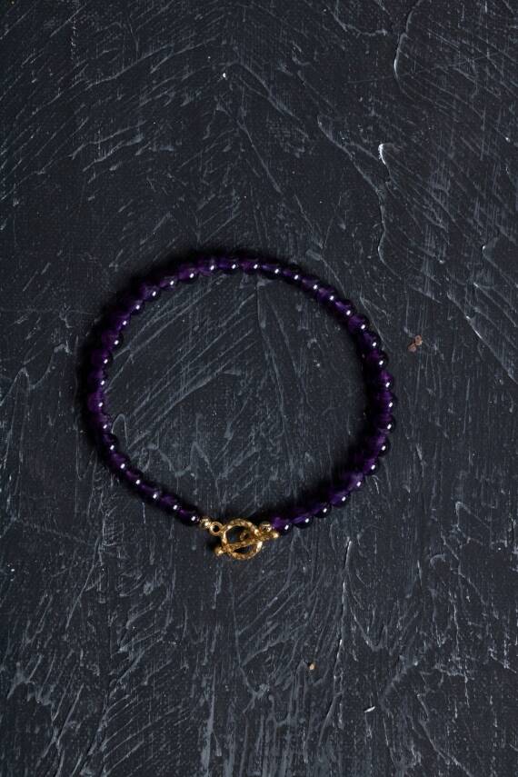 Sertifikalı Ametist Altın Kaplama Gümüş Aparat Doğal Taş Set - 1