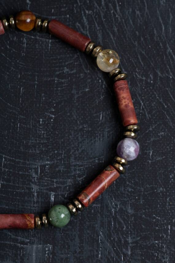 Sertifikalı Ametist, Ay Taşı ve Pembe Kuvars Doğal Taş Bileklik - 4