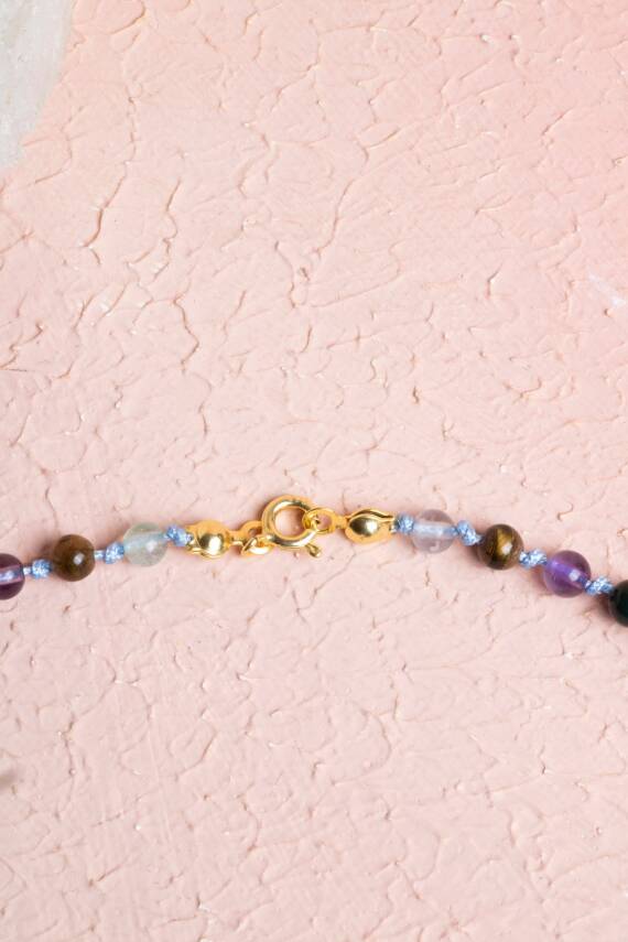 Sertifikalı Ametist, Çilek Kuvars Gümüş Kapama Doğal Taş Kolye - 3