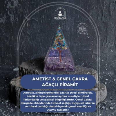 Sertifikalı Ametist & Genel Çakra Ağaçlı Piramit - 2