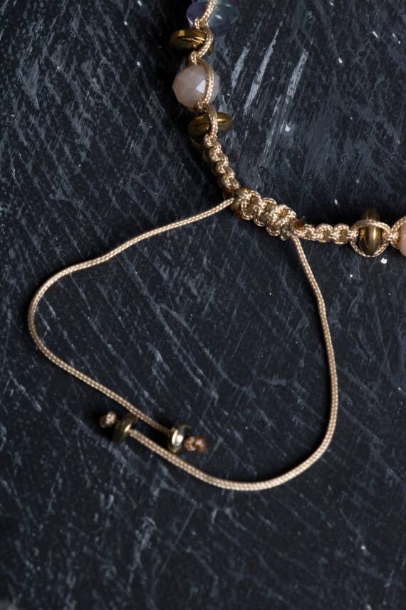 Sertifikalı Ametist, Güneş Taşı, Florit ve Hematit Doğal Taş Makrome Bileklik (SK:157) - 3