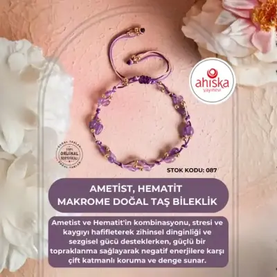 Sertifikalı Ametist, Hematit Makrome Doğal Taş Bileklik (SK087) - Doğal Taş (1)