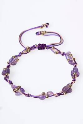 Sertifikalı Ametist, Hematit Makrome Doğal Taş Bileklik (SK:087) - 6