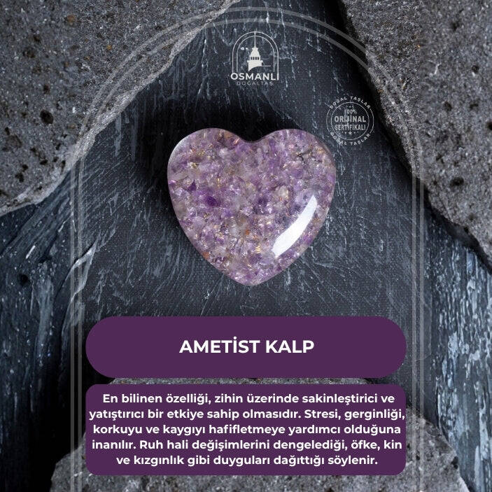 Sertifikalı Ametist Kalp - 2