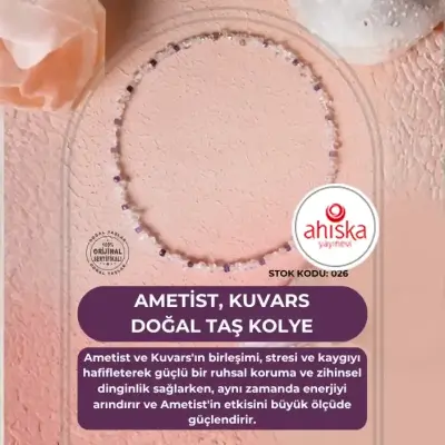 Sertifikalı Ametist, Kuvars Doğal Taş Kolye (SK026) - Doğal Taş (1)
