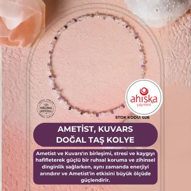 Sertifikalı Ametist, Kuvars Doğal Taş Kolye (SK026) - 2