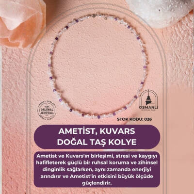 Sertifikalı Ametist, Kuvars Doğal Taş Kolye (SK:026) - 2