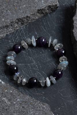 Sertifikalı Ametist, Labradorit Hematit Doğal Taş Bileklik - Osmanlı Doğaltaş