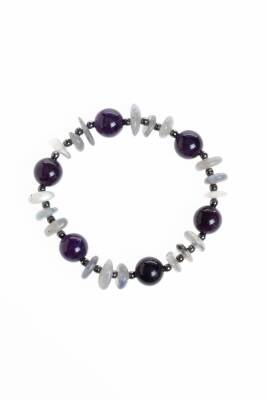 Sertifikalı Ametist, Labradorit Hematit Doğal Taş Bileklik - 5