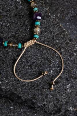 Sertifikalı Ametist, Turkuaz ve Sitrin Doğal Taş Makrome Bileklik (SK:160) - 3