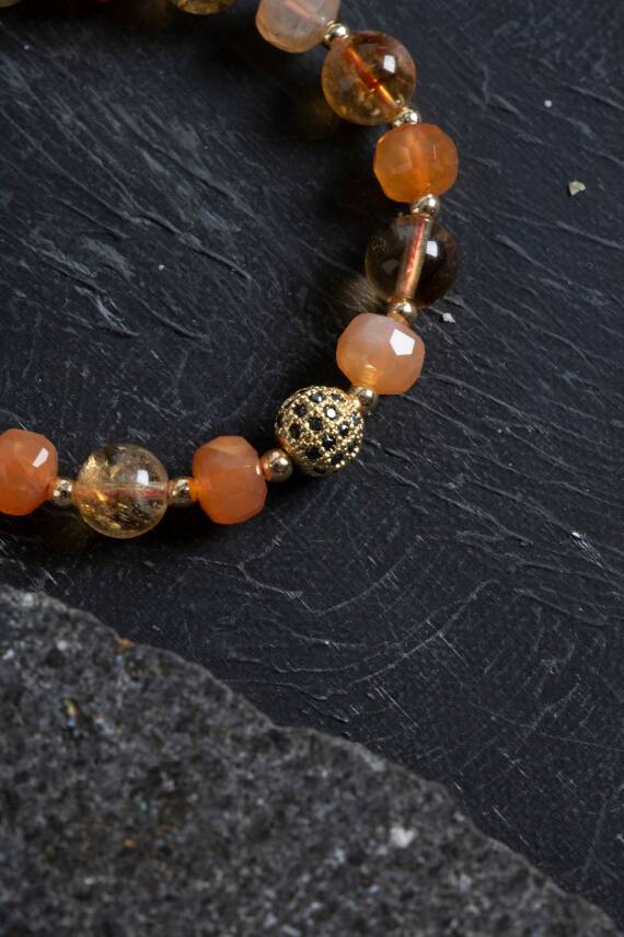 Sertifikalı Ametist ve Pembe Kuvars Doğaltaş Bileklik - 3