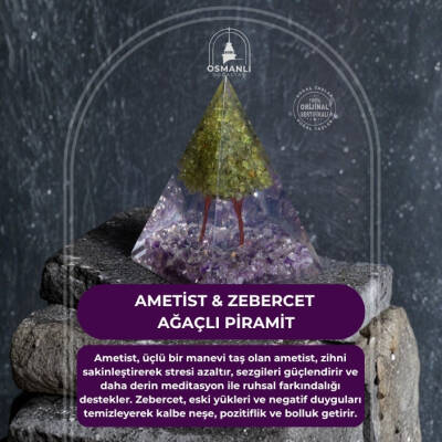 Sertifikalı Ametist & Zebercet Ağaçlı Piramit - 2