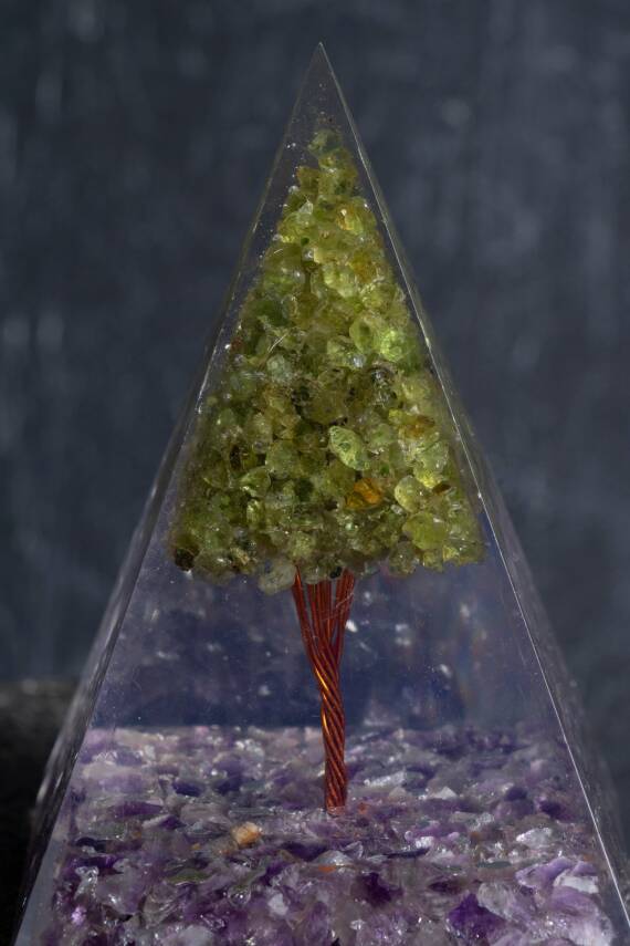 Sertifikalı Ametist & Zebercet Ağaçlı Piramit - 4