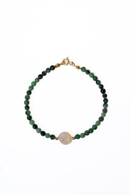 Sertifikalı Anyolit, Sitrin Gümüş Kapama Doğal Taş Bileklik (SK:060) - 6