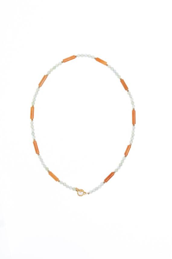 Sertifikalı Apatit, Ay Taşı Gümüş Kapama Doğal Taş Kolye - 1