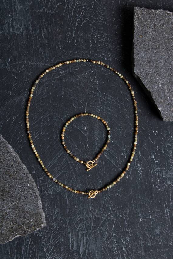 Sertifikalı Apatit, Ay Taşı Gümüş Kapama Doğal Taş Kolye - 2