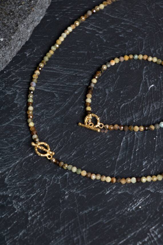 Sertifikalı Apatit, Ay Taşı Gümüş Kapama Doğal Taş Kolye - 3